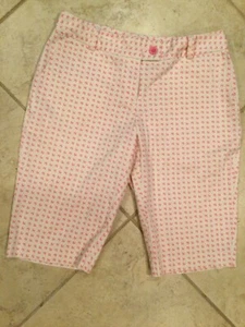 Izod XFG Classic Womens Sz 2 pink print Bermuda Golf Shorts Pockets Logo - Picture 1 of 6