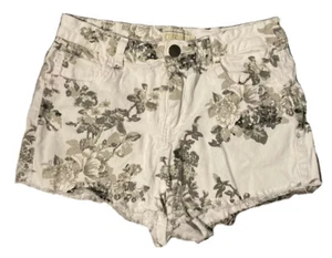 Ci Sono Women's Denim Short Shorts Size M White Flowered Frayed Edge style - Picture 1 of 5