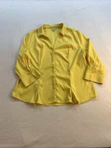 NWOT Est. 1946 Womens Button Front Shirt Yellow3/4 Sleeve Cuff Collar Sz. XL - Picture 1 of 9
