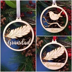 Feather Christmas Memorial Tree Decoration, Ornament, Robin Hanger Gift RIP xmas - Picture 1 of 9