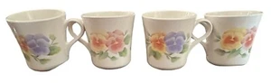 Corelle Corning Ware Summer Blush Set of 4 Coffee Tea Cups Mugs Pansies Flowers - Bild 1 von 6