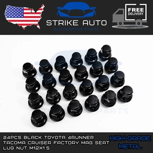 24PCs BLACK TOYOTA 4RUNNER TACOMA CRUISER MAG SEAT LUG NUT M12x1.5 - Picture 1 of 2
