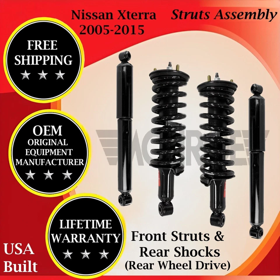 Amortiguador delantero y trasero Monroe OEM para Nissan Xterra 2005-2015 2x2 guerra de por vida Foto 1 de 4