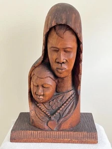 Haitian Artist Roger Francois 1960's Large 20" Wood Carving of Mother & Child - Picture 1 of 17