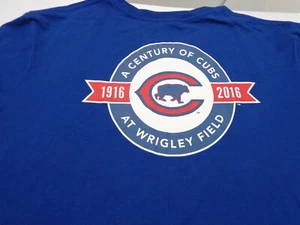 Chicago Cubs Century At Wrigley Field  2016 Blue Baseball T-Shirt Size 2XL FLAWS - Picture 1 of 10