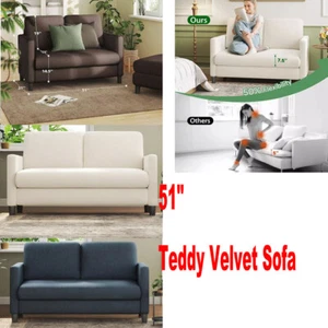 51" Teddy Velvet Sofa Zweisitzer Wohnzimmersofa Wohnzimmermöbel Doppelsofa DE - Bild 1 von 49