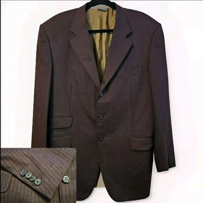 Men's Etro Wool Sport Coat Jacket Striped Brown Wool Made in Italy Sz 42 US - Image 1 of 4