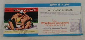 Believe It Or Not! Ink Blotter Advertizing Calendar Card Vintage W.W. Rice 1952 - Picture 1 of 4