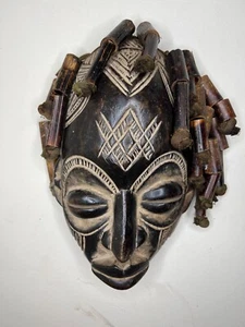 hand carved Chokwe Mask Mwana Pwo with Stand African Art 12" X 7" - Picture 1 of 12