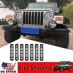 Front Grille Inserts Mesh Grill Cover Accessories For Jeep Wrangler TJ 1997-2006 - Picture 1 of 12