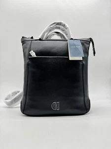 COLE HAAN Ambition leather convertible backpack crossbody bag - Black - Picture 1 of 9
