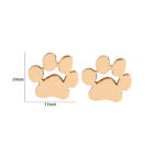 Women's Cute Dog Paw Print Stud Earrings - Silver CZ Animal Jewelry (Gold)-