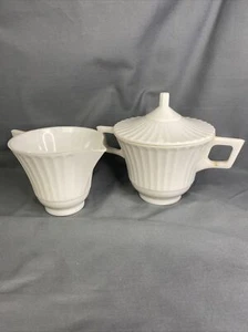 Vintage Classic Mallory Cream And Sugar Set White Plastic  - Picture 1 of 5