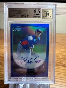C.J. Edwards 2013 Bowman Chrome Prospects Gold Refractor Autograph BGS 9.5 RY - Picture 1 of 2