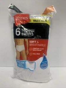 Hanes Briefs 6-Pack Men's Tagless Underwear White Comfort Flex Waistband Large - Picture 1 of 7