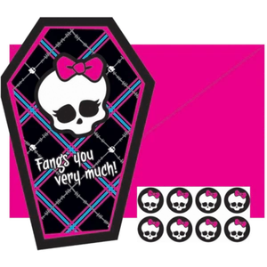 Monster High Post card Thank You 8 ct Envelopes Girls Birthday Party Supplies - Picture 1 of 1