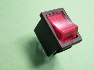 Miniature Mains Rocker Switch SPST Red Neon illuminated 6A 250Vac 4g GM10 - Picture 1 of 3