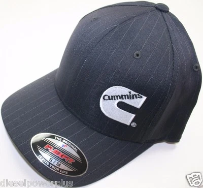 S/M Cummins hat ball cap fitted flex fit flexfit stretch base ball grey stripe - Image 1 of 2