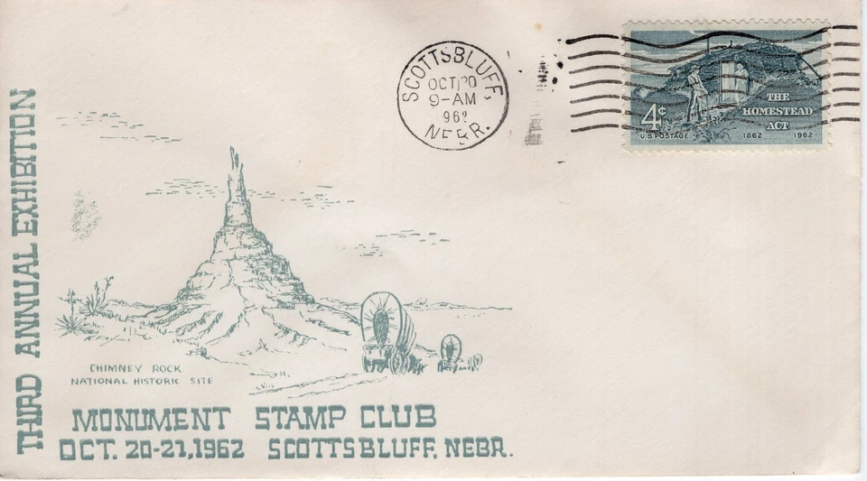 CHIMMEY ROCK, NATIONAL HISTORIC SITE - SCOTTSBLUFF, NEBR  1962  FDC16877 - Image 1 of 1