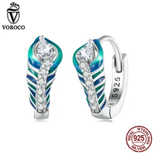 Fashionable 925 Sterling Silver Feather Ear Clips Earrings Jewelry Women Voroco - Picture 1 of 14