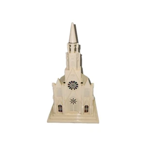 Vintage Lighted Plastic Church Cathedral Lamp Stained Glass Window Night Light - Picture 1 of 13