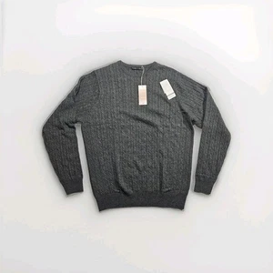 NWT Woolovers Soft Gray Cableknit Merino Cashmere Blend Gray Sweater L - Picture 1 of 3