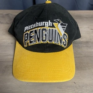 Vintage Pittsburgh Penguins Snapback Hat Cap Nhl 90s yellow Black - Picture 1 of 7