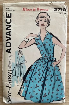 VTG Sew-Easy Pattern 2710 By Advance Misses’ & Women’s Wrap-Around Dress Size 12 - Image 1 of 4