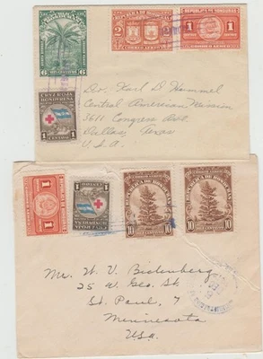 Honduras 1946,'47  2 Covers to USA with '41 Red Cross issue in postage - Image 1 of 2