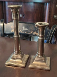 Pair Harrison Patent Brass Candlesticks Telescoping Antique English 19th C - Picture 1 of 12