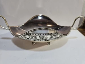 Única góndola vintage frutero caramelo plateado 10" grabada con dos asas - Imagen 1 de 7