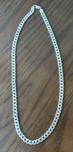925 Sterling Silber Kubanische Gliederkette Halskette Dicke Kette Italien 23" - Bild 1 von 6