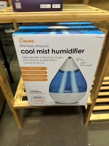 Crane Droplet Ultrasonic Teardrop Cool Mist Air Humidifier, 0.5 Gal, Blue White - Picture 1 of 2
