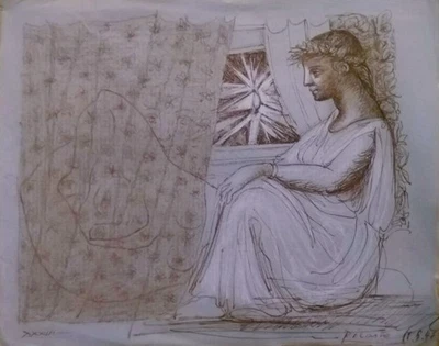 Rare Mythological Composition ORIGINAL Drawing Expressionism Style Pablo Picasso - Image 1 of 4