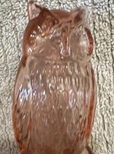 VINTAGE ROSA/PFIRSICH FIGUR EULE GLAS GLAS Münzbank 4,75 Zoll - Bild 1 von 13