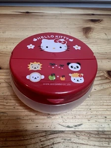 Vintage 2010 Sanrio Hello Kitty Red and Clear 4” Round Trinket Storage Container - Picture 1 of 6