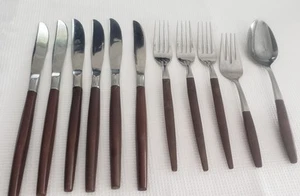 Vintage Ekco Eterna Canoe Flatware Forks Knives Spoon Stainless Lot Japan - Picture 1 of 8
