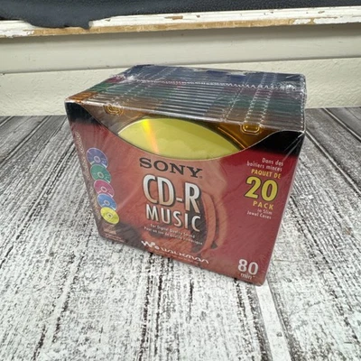 Sony CD-R Music 80 min paquete de 20 estuches delgados joya nuevos Foto 1 de 4