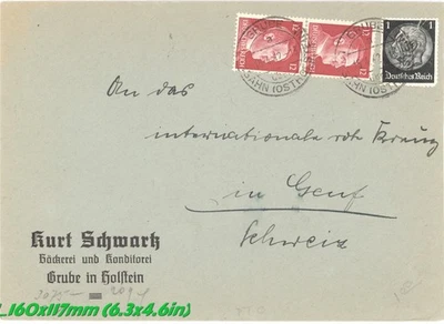 Segunda Guerra Mundial 1942 Alemania a Suiza OKW Cubierta Censurada 25Pf Tarifa Cruz Roja Foto 1 de 3