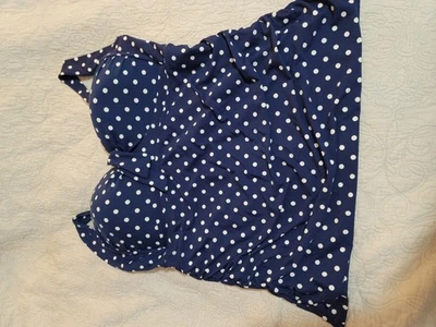 Traje de baño azul lunares LIZ CLAIBORNE top tankini talla XLARGE Foto 1 de 4