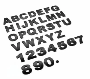3D Metal Self Adhesive Letters & Numbers Signs Badge - Matt BLACK - Picture 1 of 1
