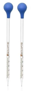 2Pk 2ml Glass Graduated Dropper Pipettes Lab Dropper with Red Rubber Cap & Scale - Picture 1 of 4