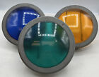 Lot 3 Kopp Green, Blue and Yellow 4.5 Inch Glass Traffic Lens And Housing VTG