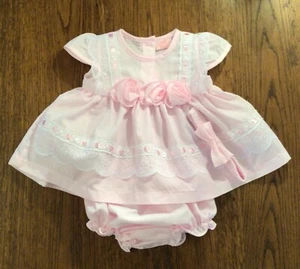 BABY GIRLS PALE PINK & WHITE DRESS, KNICKERS & HEADBAND 3/6 Months BNWT - Picture 1 of 2