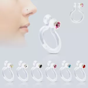 Bioflex Finto Brillantino Naso Anello Piercing Cerchio con Zirconi Cubici Gemma - Foto 1 di 1