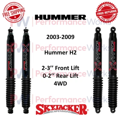 Juego de Amortiguadores Skyjacker Negro MAX 2-3" Elevador Delantero 0-2" Trasero Para 03-09 Hummer H2 4x4 Foto 1 de 4