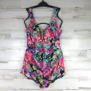 VINTAGE ROSE MARIE REID ONE PIECE SWIMSUIT SIZE 16 FLORAL MULTICOLOR WIRELESS. - Picture 1 of 24