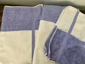 Vintage Callaway 3-teiliges Badetuch-Set weiß lila - Bild 1 von 10