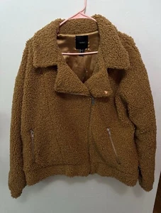 NEW Forever 21 Size L Camel Shaggy Faux Shearling Coat; SHERPA; BOHO - Picture 1 of 4
