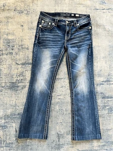 Miss Me Angel Wing Rhinestone Embroidered Pocket Chloe Bootcut Jeans 29" SHORT - Picture 1 of 8
